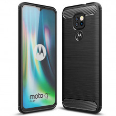 Husa pentru Motorola Moto E7 Plus / Moto G9 Play, Techsuit Carbon Silicone, Black