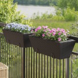 vidaXL Jardiniere cu c&acirc;rlige, 2 buc., negru, poliratan