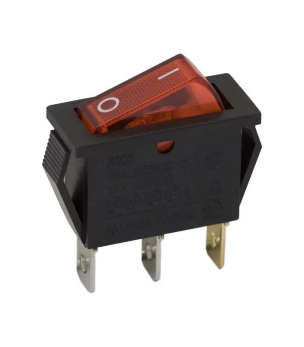 Interupator basculant 3 pini 1 circuit 10A 250V OFF-ON rosu cu