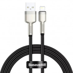 CABLU alimentare si date Baseus Cafule Metal Fast Charging Data Cable pt. smartphone USB la Lightning Iphone 2.4A braided 1m negru &amp;amp;quot;CALJK-A01&amp;amp;quo foto
