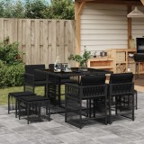 Cumpara ieftin Gossi set mobilier de gradina cu perne, 9 piese, negru, poliratan
