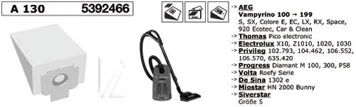 A130 SACI DE ASPIRATOR, 6 BUC 000139-K pentru aspirator FILTERCLEAN