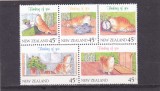 NEW ZEALAND 1991 PISICI BLOC DE 5 TIMBRE,MNH, Fauna, Nestampilat