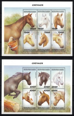 GUINEEA 1999 - Rase de cai / set complet 2 blocuri MNH foto