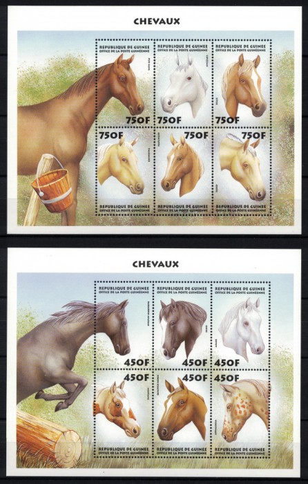GUINEEA 1999 - Rase de cai / set complet 2 blocuri MNH