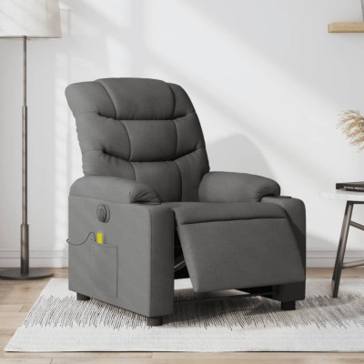 vidaXL Fotoliu electric de masaj rabatabil, gri &amp;icirc;nchis, textil foto