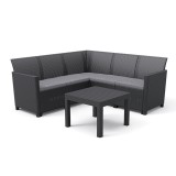 Cumpara ieftin Set de colț de grădină Claire cu 5 locuri și masă Orlando, grafit