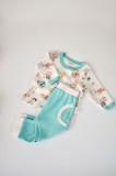 Cumpara ieftin Set bluzita cu maneca lunga si pantaloni lungi, 100% bumbac organic, BabyCosy, Verde (Marime: 18-24 Luni)