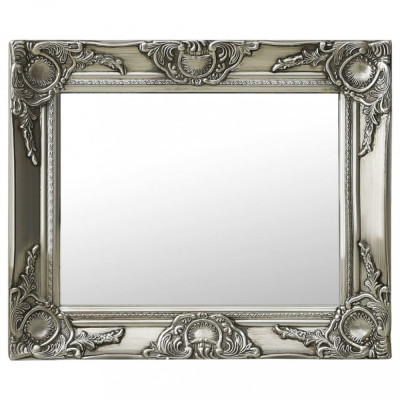 Oglindă de perete &amp;icirc;n stil baroc, argintiu, 50 x 40 cm foto