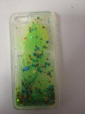 Husa Telefon Plastic+Silicon iPhone 5 5s SE Glitter Feather Verde