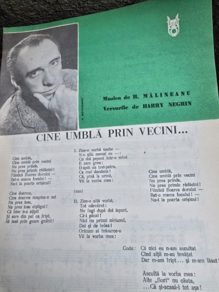 Partitura, Cine umbla prin vecini - H. Malineanu, Harry Negrin