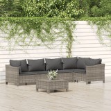 vidaXL Set mobilier de grădină cu perne, 6 piese, gri, poliratan