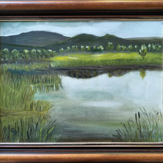 Chris-Peisaj cu margine de lac, pictură pe pânză
