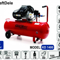 Compresor de aer industrial 100litri, 3kW, 220V KraftDele KD1480 TBC