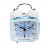 Cumpara ieftin Ceas de masa desteptator pentru copii Pufo Joy, cu buton de iluminare cadran, 16 cm, model You&amp;Me, albastru