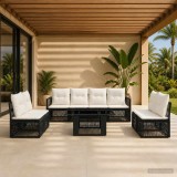 Cumpara ieftin Set de canapele pentru gradina 9 buc. Negru si Alb crem