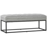 HOMCOM Banc design modern, scaun căptușit &icirc;n material aspect lin gri și structură din metal negru, suport 200 kg, 120x44x45,5cm | Aosom Romania