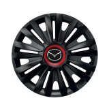 Set 4 capace roti Negre Cu Inel Rosu Royal R16 Compatibil Cu Mazda