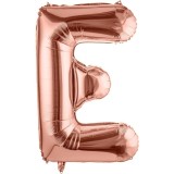 Balon folie metalizata litera e, flippy, 80 cm, umflati cu heliu sau aer, ambalaj individual, pai inclus, rose gold