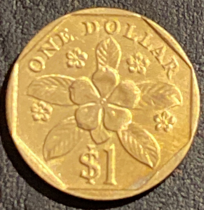 MONEDA SINGAPORE 1 DOLLAR 1997, ALUMINIU-BRONZ