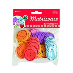 Mutrisoare Autoadezive DACO, 50 Buc/Set, Diametru 25 mm, Multicolor, Accesorii Creatie, Accesorii Craft, Smiley Decorativ din Spuma, Figurine din Spum foto