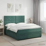 Cumpara ieftin Pat boxspring cu saltea Verde inchis 140 x 200 cm Catifea
