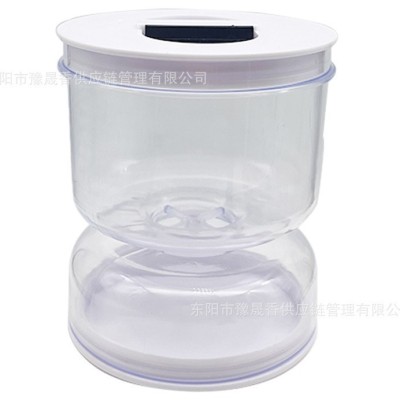 Borcan pentru muraturi, flippy, cu separator pentru lichide, ermetic, termorezistent, tip clepsidra, 800 ml, abs, alb, 13x11 cm foto