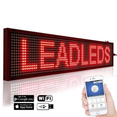 Reclama luminoasa led, 100x20 cm, de exterior, text personalizabil rosu, port usb, wifi foto