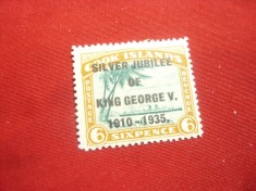 Timbru 6p Cook Island Colonie Britanica ,supratipar 1935