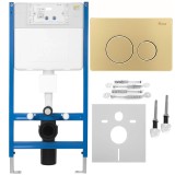 Cadru WC &icirc;ncastrat Rea cu buton I Brush Gold