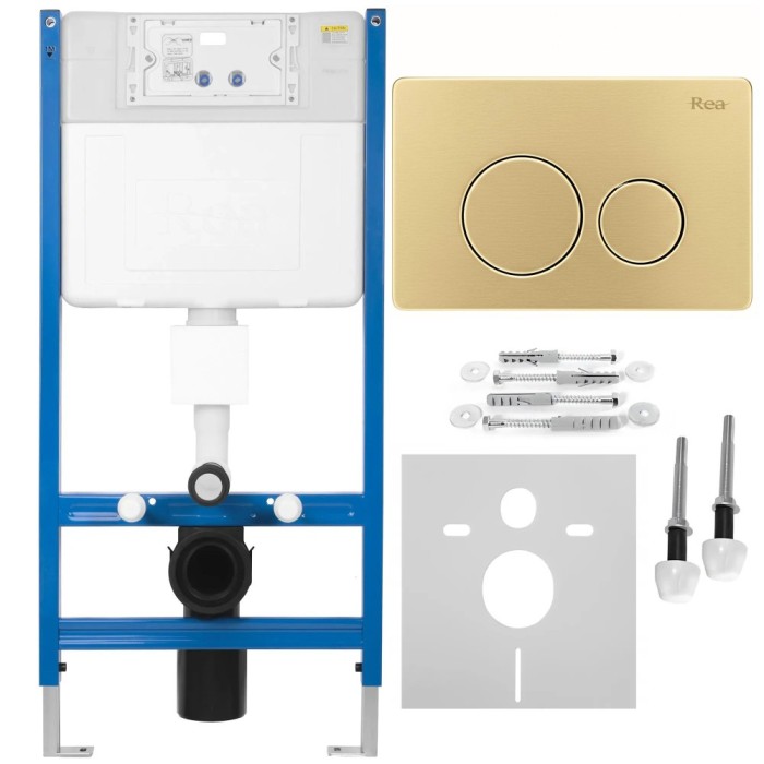 Cadru WC &icirc;ncastrat Rea cu buton I Brush Gold
