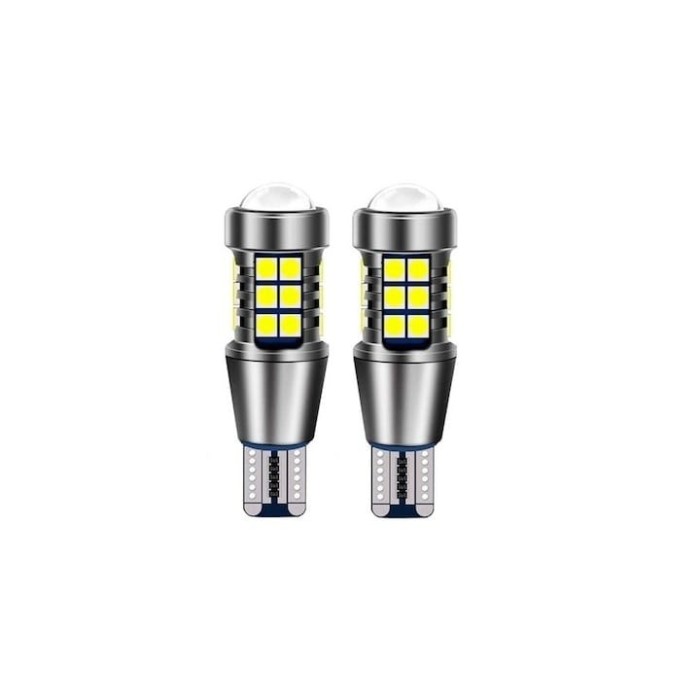 Set 2 becuri auto, Canbus, T15 W16W, temperatura culoare 6000k, flux luminos 800 lumen, lumina alba, argintiu