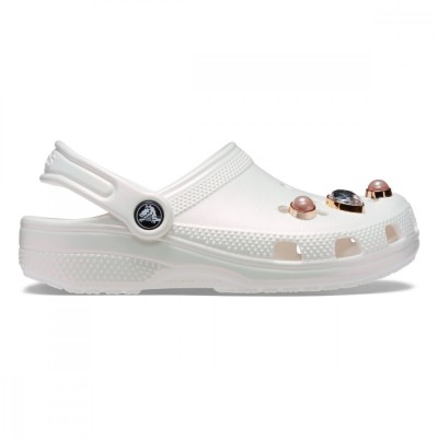 Saboti Crocs Classic Toddler Crystals Pearls Clog Alb - White foto