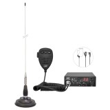Kit Statie radio CB PNI ESCORT HP 8001L ASQ + Casti HS81 + Antena CB PNI ML100 cu magnet
