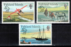 Falkland 1979, Mi #292-294**, posta, avion, corabie, cai, MNH! Cota 2,80 &amp;euro;! foto