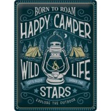 Placa metalica Happy Camper, Nostalgic Art Merchandising