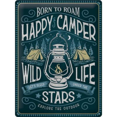 Placa metalica Happy Camper foto