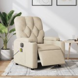 VidaXL Fotoliu electric de masaj rabatabil, crem, textil