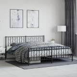 VidaXL Cadru pat fără saltea, tăblie de picioare negru 180x200cm metal