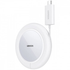 Încărcător Wireless Qi Ugreen 15W Cu Carcasă Din Silicon Compatibilă Cu MagSafe Alb (CD245-40123)