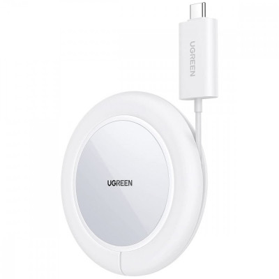 &amp;Icirc;ncărcător Wireless Qi Ugreen 15W Cu Carcasă Din Silicon Compatibilă Cu MagSafe Alb (CD245-40123) foto