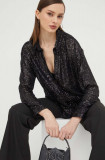 Abercrombie &amp; Fitch camasa femei, culoarea negru, cu guler clasic, regular