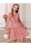 Rochie de prințesă pentru fete cu buline elvețiene și m&acirc;neci lungi, potrivită pentru ceremonii de nuntă și serate