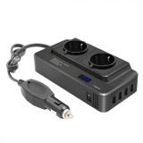 Cumpara ieftin Invertor de Tensiune de la Priza Auto 12V la Priza EU Dubla 230V, Putere 400W, 4 x Porturi USB, 5.4A, Suport PD, Afisaj Digital, Taggo