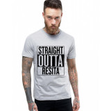 Tricou barbati gri cu text negru - Straight Outta Resita - 2XL