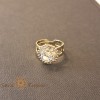 Inel reglabil floare cu cristal chihlimbar placat 18k - origine Brazilia