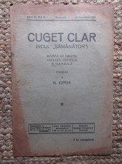 Revista - Cuget Clar - Noul Semanator - condusa de N. Iorga - ANUL IV NR. 23 14 DECEMBRIE 1939