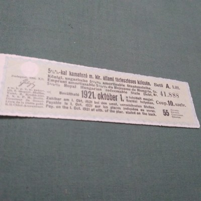 CUPOANE DE TREZORERIE CU REDUCERE 1921 UNGARIA foto