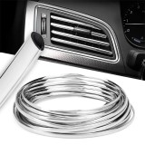 Banda ornament auto tip &quot;u&quot; pentru muchii sau grila ventilatie, 15m liniari, silver, Oem