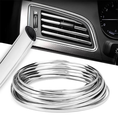 Banda ornament auto tip &amp;quot;u&amp;quot; pentru muchii sau grila ventilatie, 15m liniari, silver foto